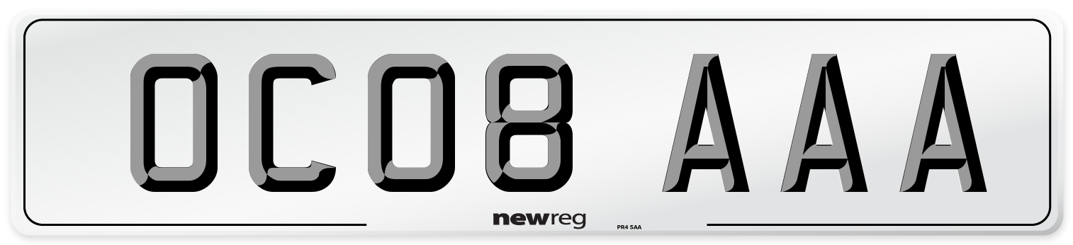 OC08 AAA Number Plate from New Reg